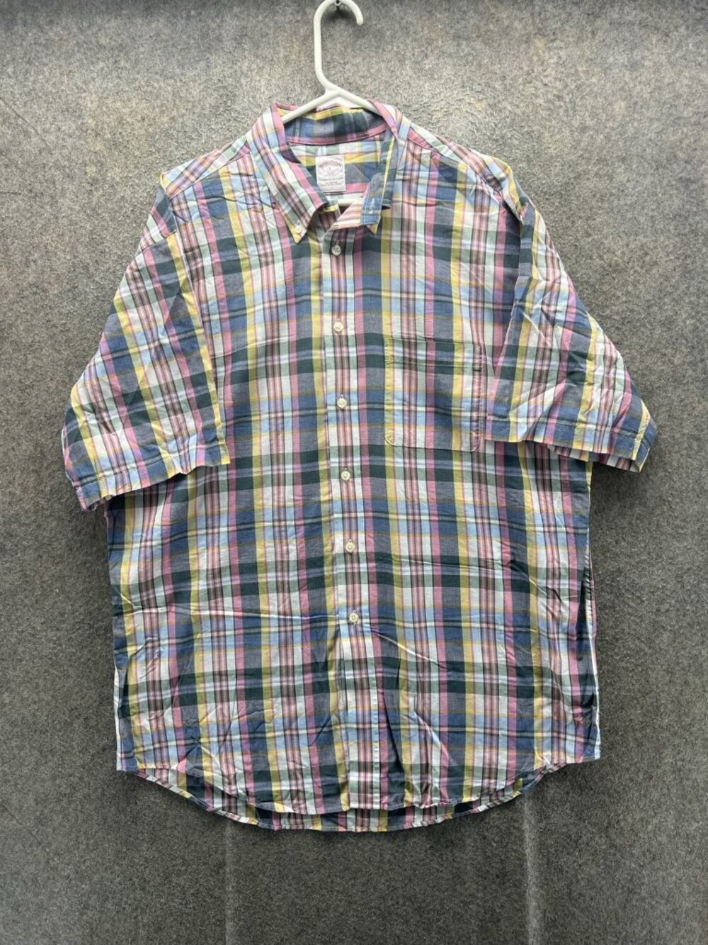 Brooks Brothers Shirt Men Large Multicolor Plaid Short Sleeve Button Up Casual
